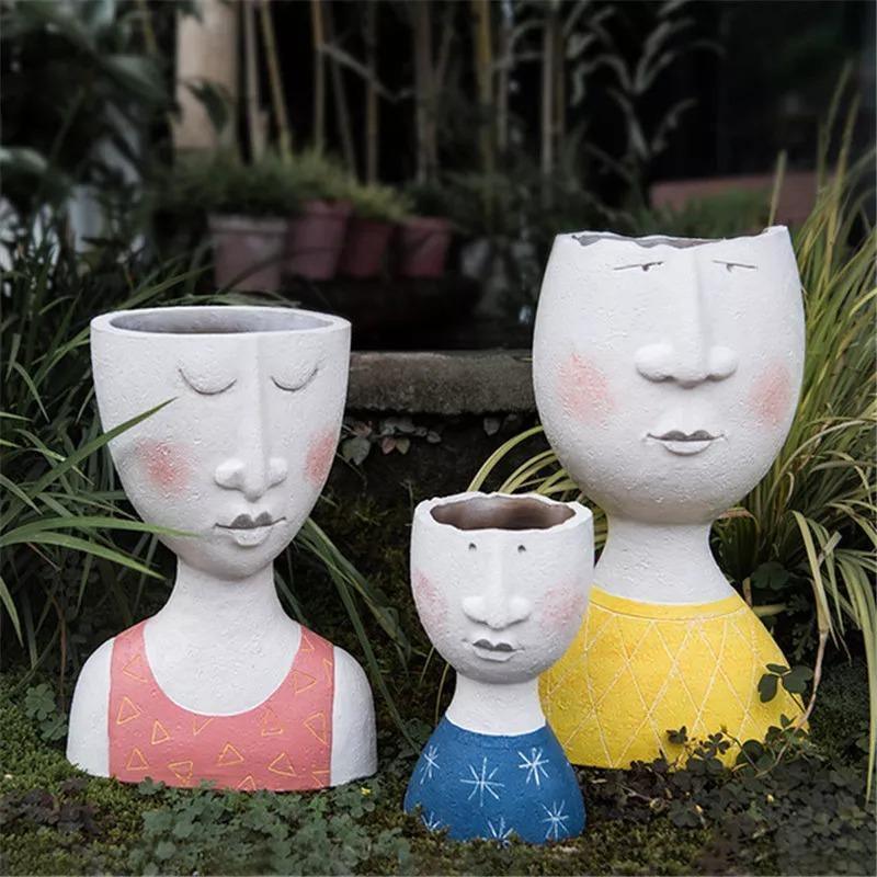 Pots & Planters Caricature Portrait Face Figurine Sculpture Planter sold by Fleurlovin, Free Shipping Worldwide