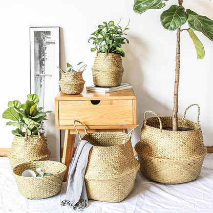 Pots & Planters Handmade Rattan Planter or Storage Basket with Handles sold by Fleurlovin, Free Shipping Worldwide