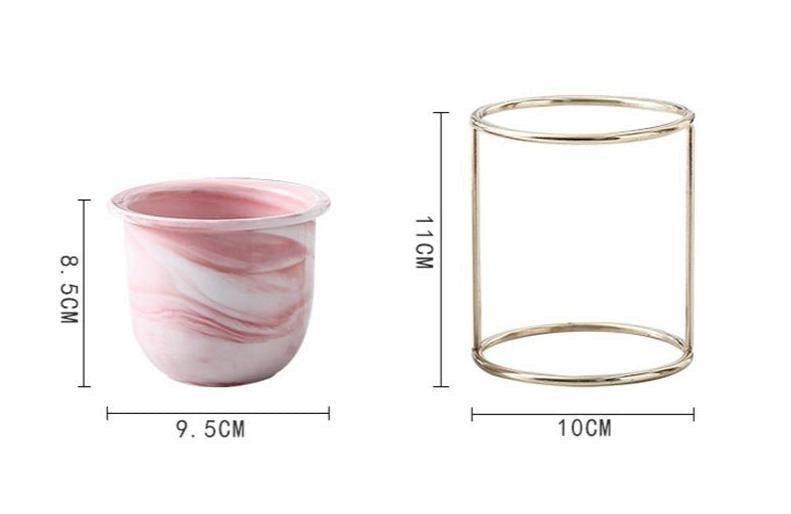 Pots & Planters Marbled Ceramic Planter with Gold Metal Plant Stand sold by Fleurlovin, Free Shipping Worldwide