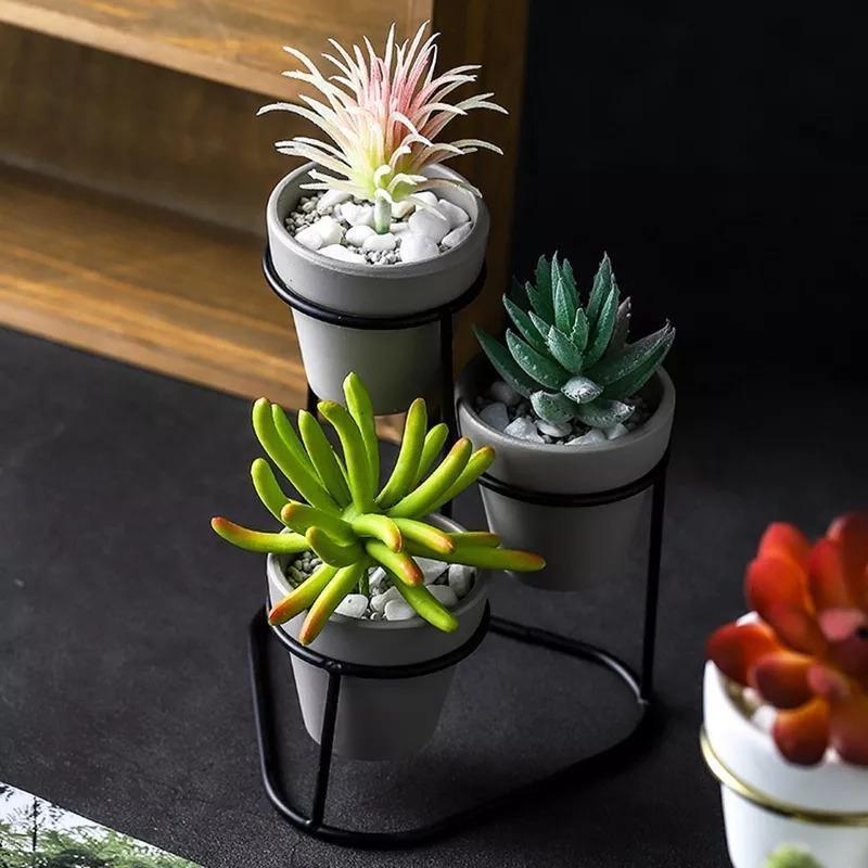 Pots & Planters Tiered Ceramic Planters with Metal Stand sold by Fleurlovin, Free Shipping Worldwide