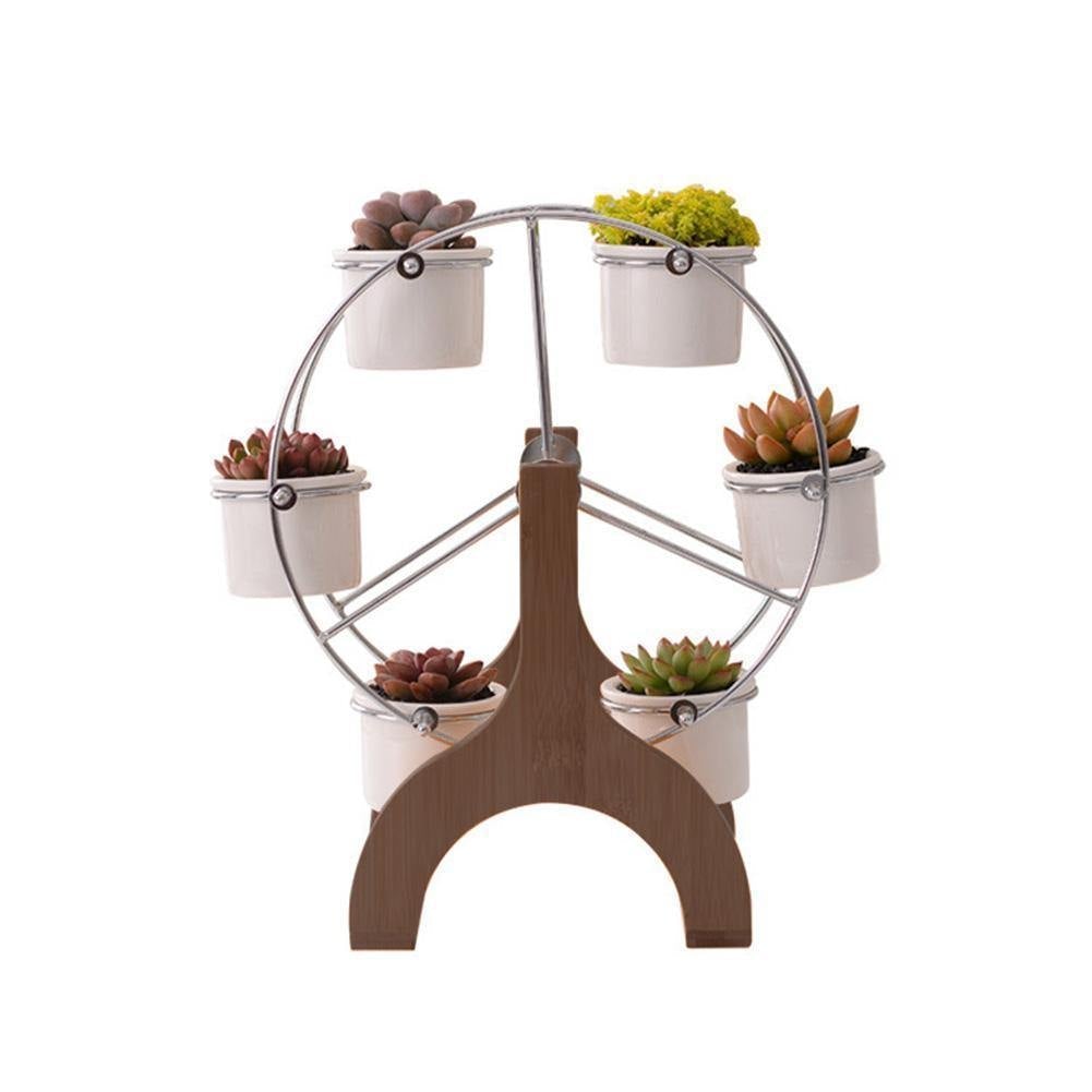 Pots & Planters Wooden Ferris Wheel with Ceramic Succulent Planters sold by Fleurlovin, Free Shipping Worldwide