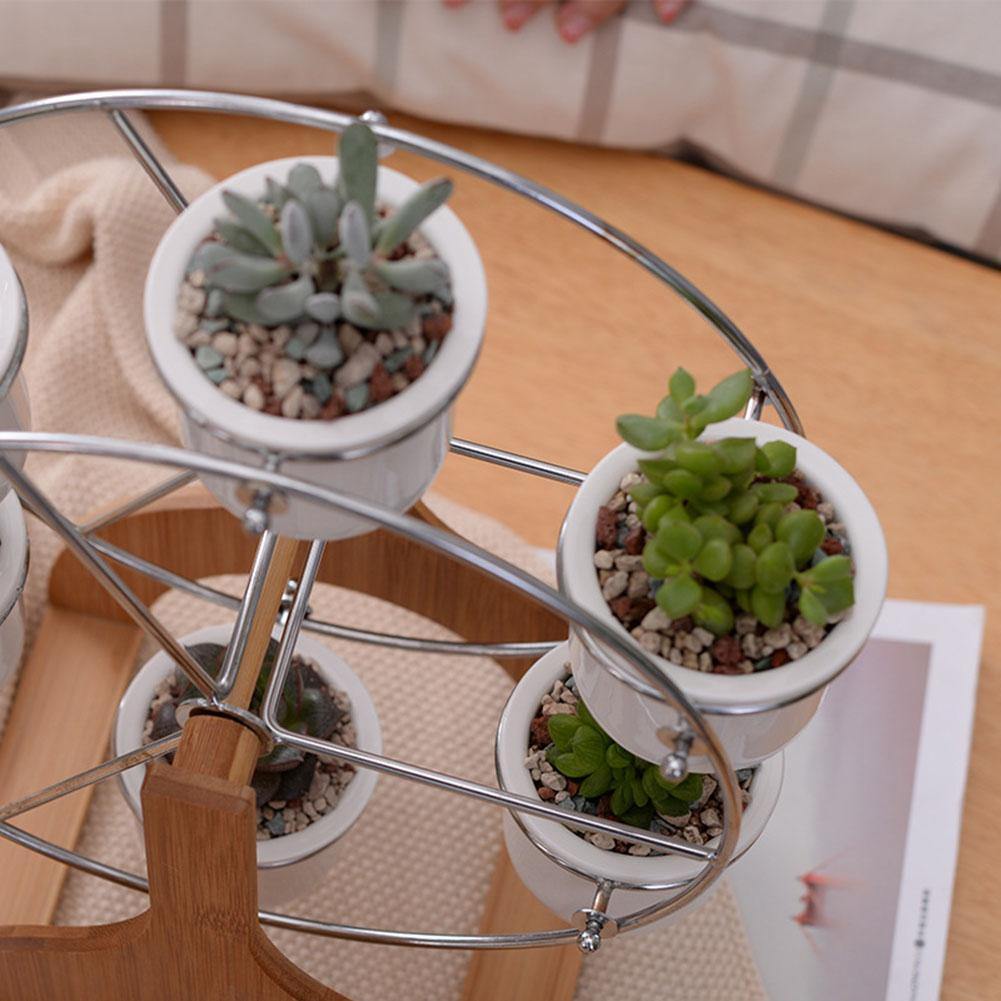 Pots & Planters Wooden Ferris Wheel with Ceramic Succulent Planters sold by Fleurlovin, Free Shipping Worldwide