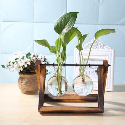 Propagation Glass Propagation Vase with A-Frame Wooden Stand sold by Fleurlovin, Free Shipping Worldwide