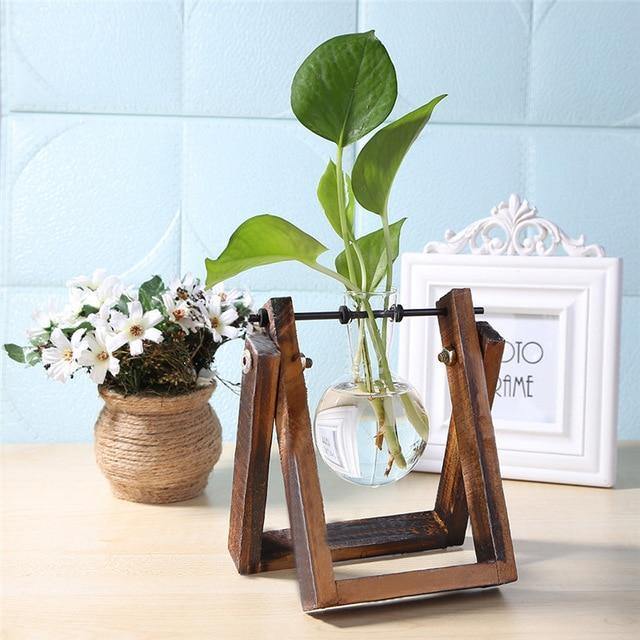 Propagation Glass Propagation Vase with A-Frame Wooden Stand sold by Fleurlovin, Free Shipping Worldwide