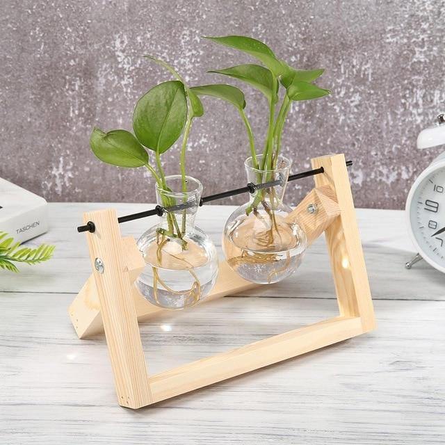 Propagation Glass Propagation Vase with A-Frame Wooden Stand sold by Fleurlovin, Free Shipping Worldwide