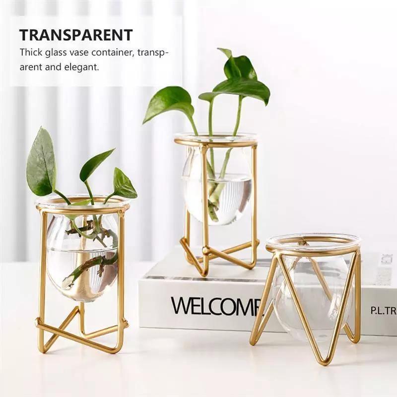 Propagation Glass Propagation Vase with Geometric Iron Stand sold by Fleurlovin, Free Shipping Worldwide