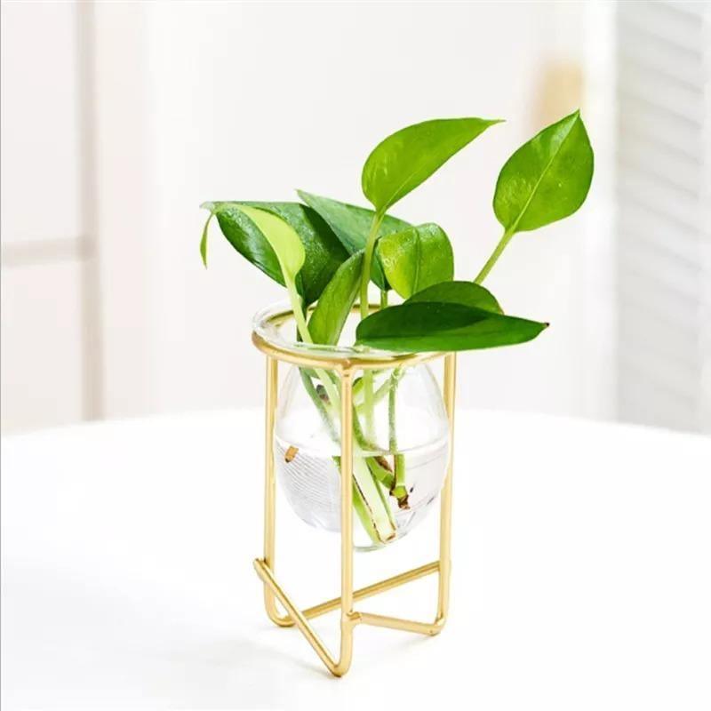 Propagation Glass Propagation Vase with Geometric Iron Stand sold by Fleurlovin, Free Shipping Worldwide