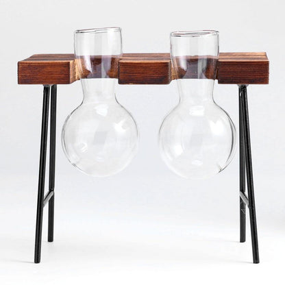 Propagation Glass Propagation Vase with Iron and Wood Stand sold by Fleurlovin, Free Shipping Worldwide