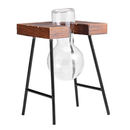 Propagation Glass Propagation Vase with Iron and Wood Stand sold by Fleurlovin, Free Shipping Worldwide