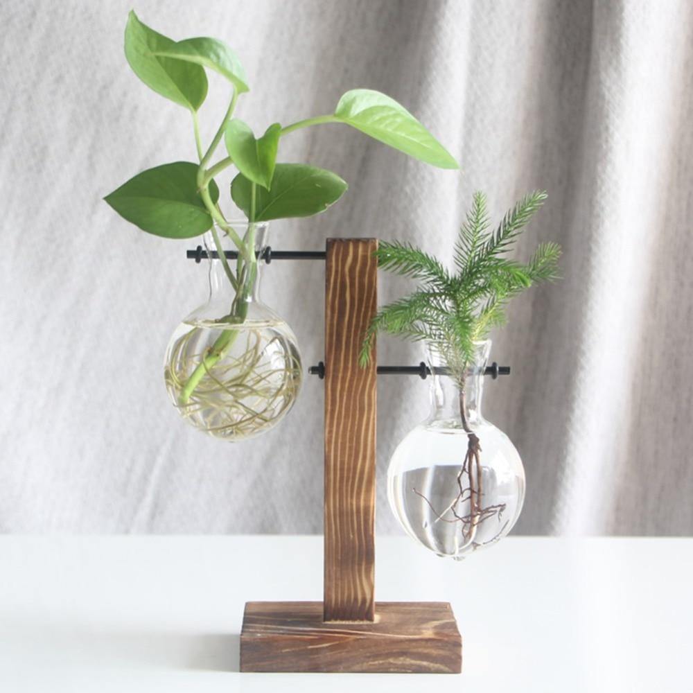 Propagation Glass Propagation Vase with Vertical Wooden Stand sold by Fleurlovin, Free Shipping Worldwide