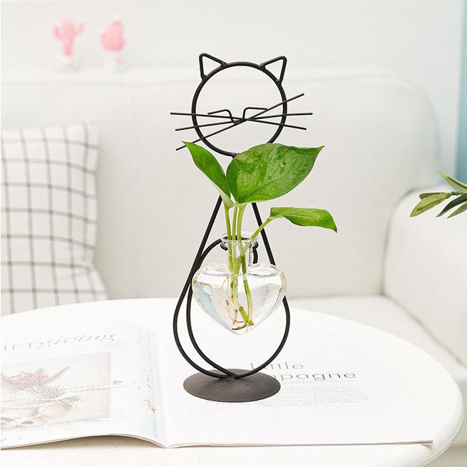 Propagation Iron Kitty Cat with Glass Heart Vase Propagation Station Planters sold by Fleurlovin, Free Shipping Worldwide