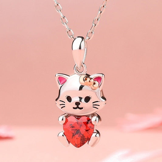 Red Heart Crystal Kitty Cat Necklace sold by Fleurlovin, Free Shipping Worldwide