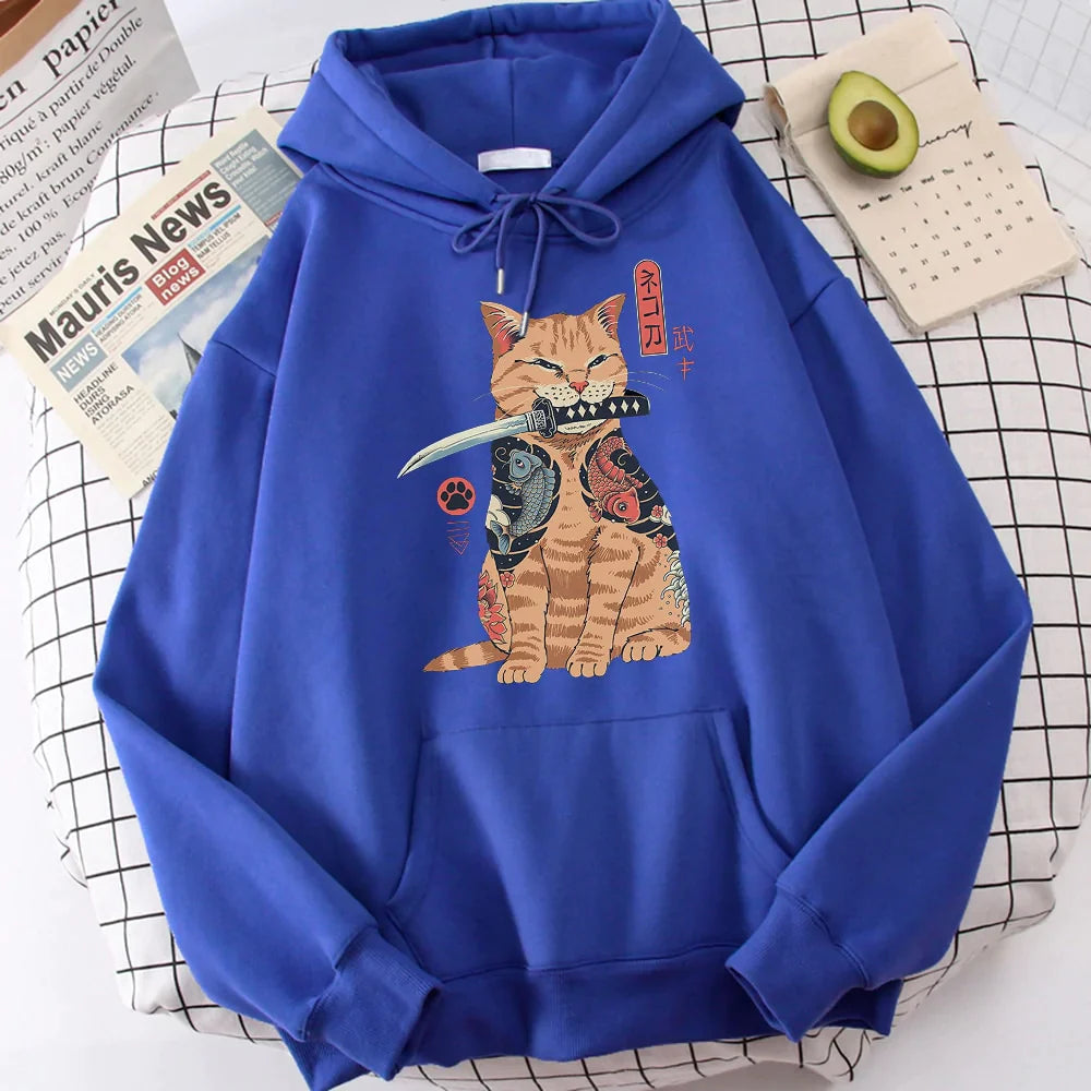  Samurai Katana Orange Cat Hoodie sold by Fleurlovin, Free Shipping Worldwide