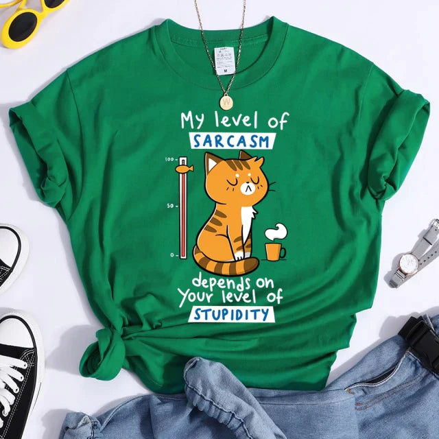  Sarcasm Cat T-Shirt sold by Fleurlovin, Free Shipping Worldwide