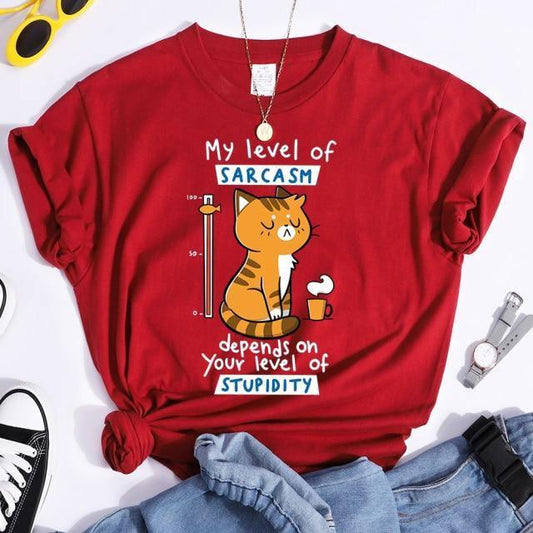  Sarcasm Cat T-Shirt sold by Fleurlovin, Free Shipping Worldwide