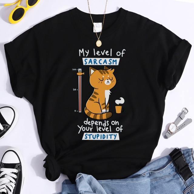  Sarcasm Cat T-Shirt sold by Fleurlovin, Free Shipping Worldwide