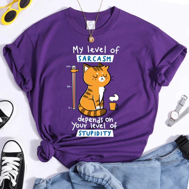  Sarcasm Cat T-Shirt sold by Fleurlovin, Free Shipping Worldwide