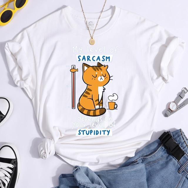  Sarcasm Cat T-Shirt sold by Fleurlovin, Free Shipping Worldwide