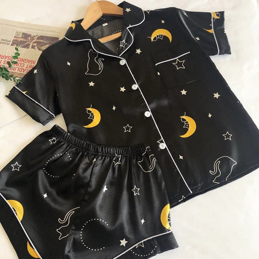  Silk Night Moon Cat Pajama sold by Fleurlovin, Free Shipping Worldwide