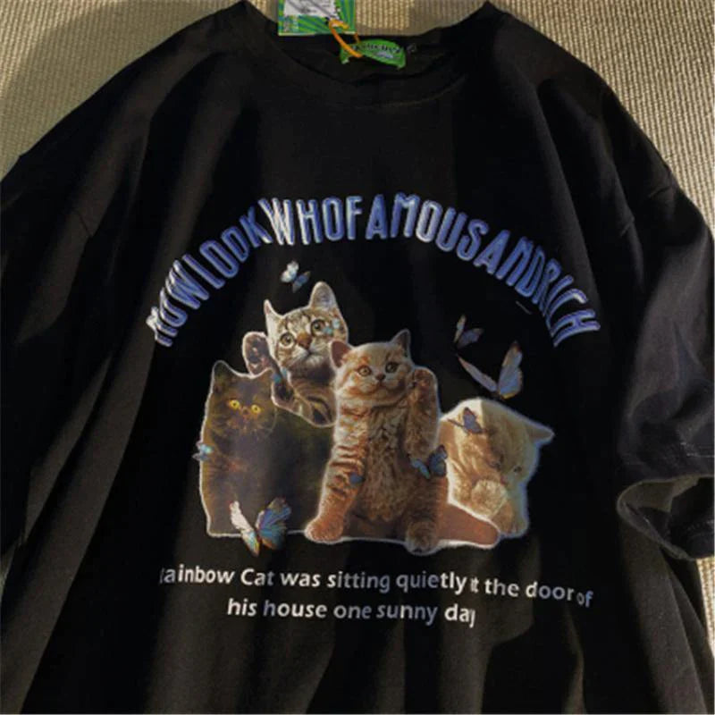 Streetwear Cat T-Shirt sold by Fleurlovin, Free Shipping Worldwide