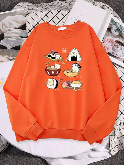  Sushi Cat Sweatshirt sold by Fleurlovin, Free Shipping Worldwide