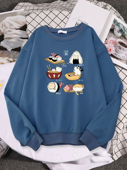  Sushi Cat Sweatshirt sold by Fleurlovin, Free Shipping Worldwide