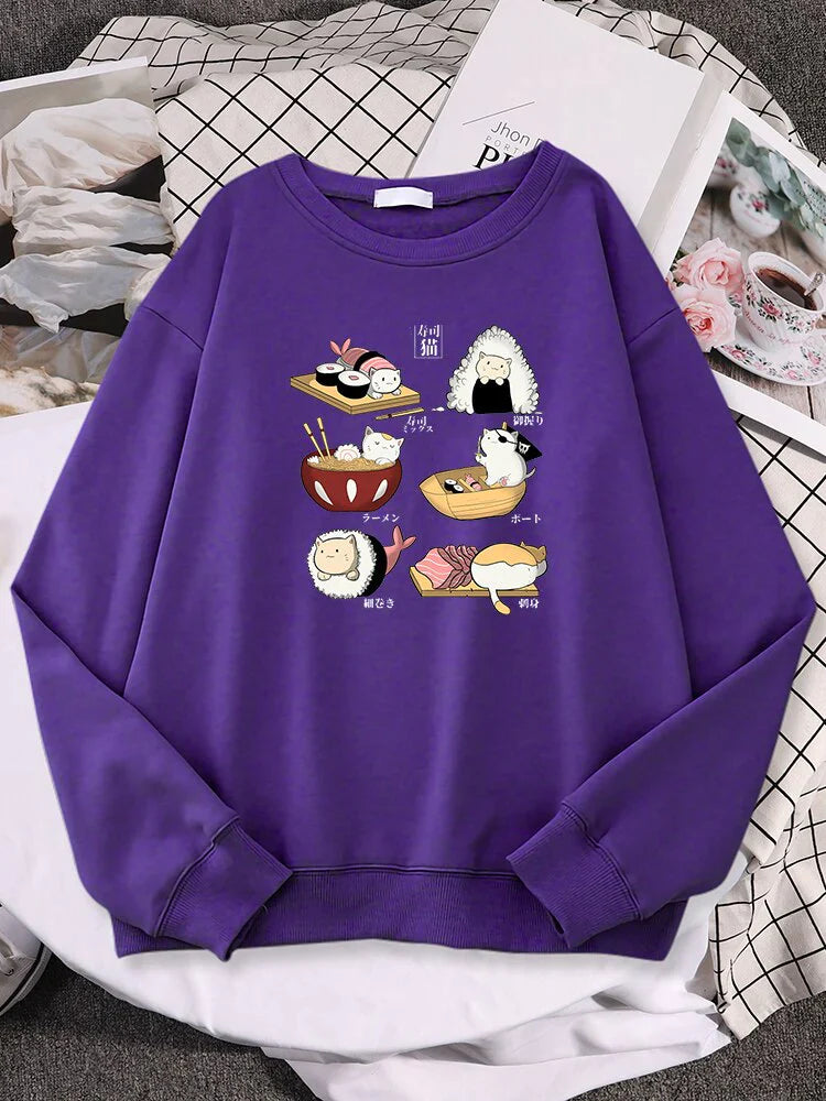  Sushi Cat Sweatshirt sold by Fleurlovin, Free Shipping Worldwide