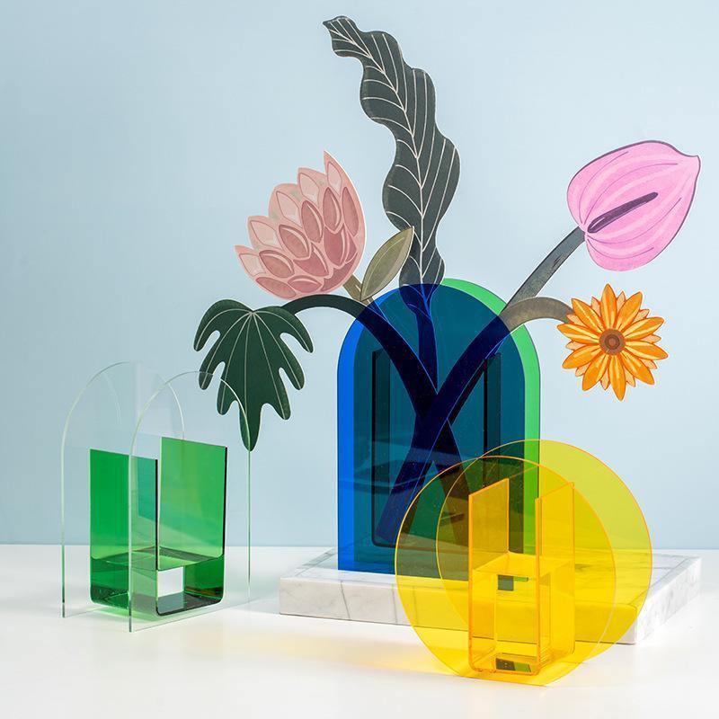 Vases Colorful Acrylic Geometric Flower Vase sold by Fleurlovin, Free Shipping Worldwide