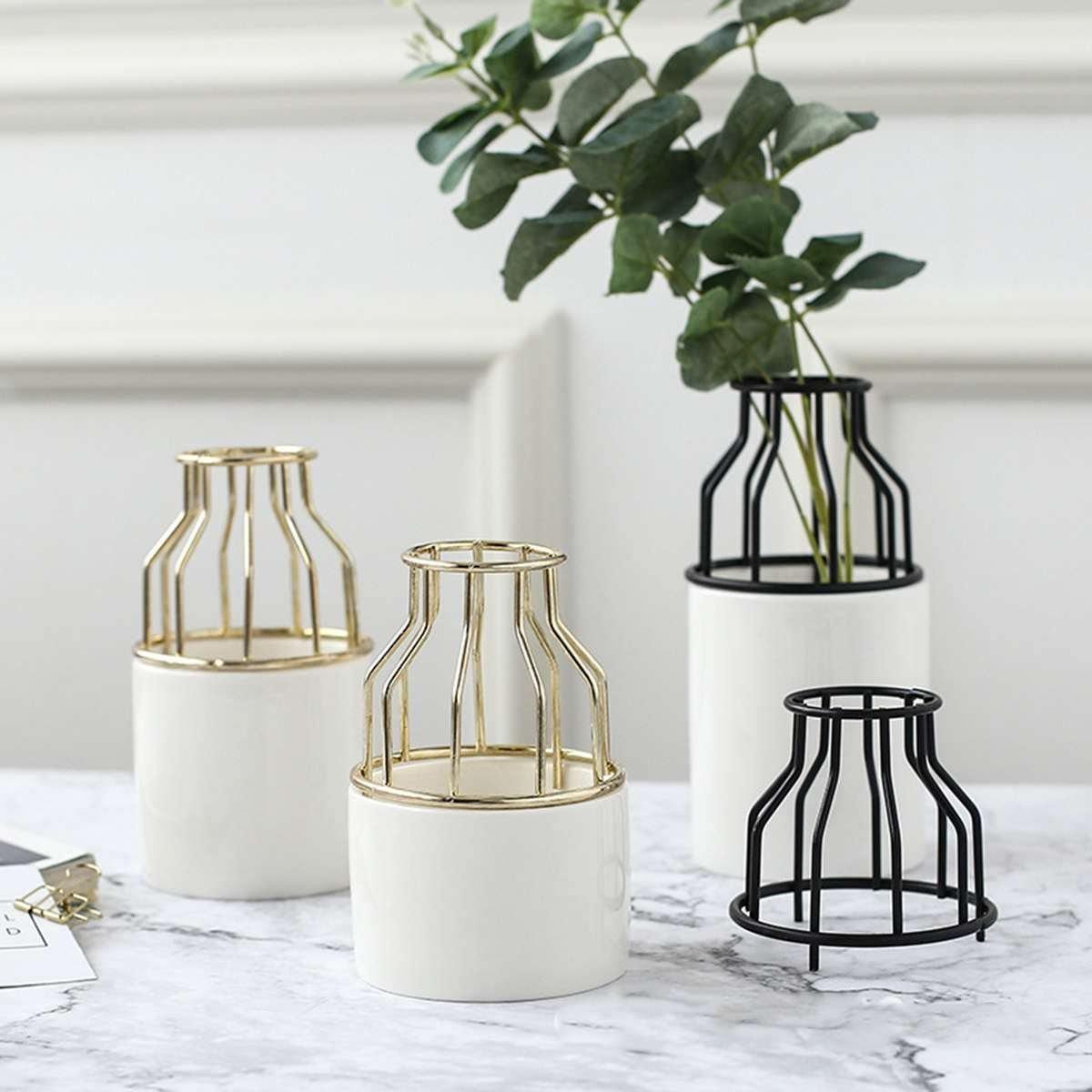 Grated Iron and Ceramic Vase - Premium Vases from Fleurlovin Green Haven - Just $16.99! Shop now at Fleurlovin