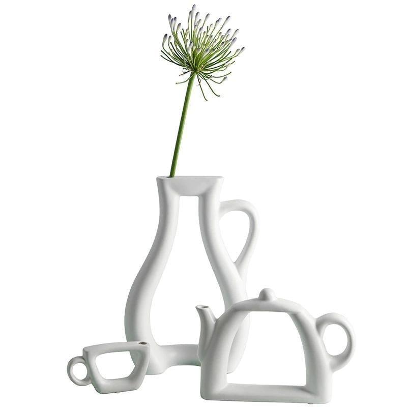 Vases White Ceramic Tea Time Vases sold by Fleurlovin, Free Shipping Worldwide