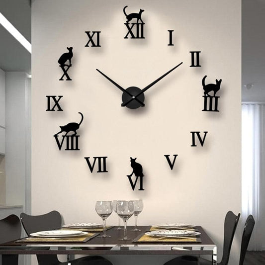 Wall Clock 3D Cat Decorative Wall Clock sold by Fleurlovin, Free Shipping Worldwide