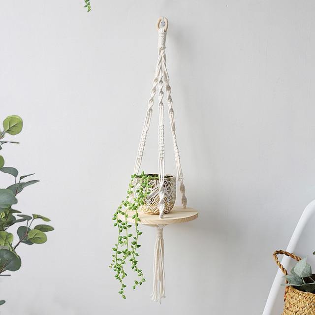 Wall Shelves & Ledges Handmade Macrame Rope Swing Wooden Shelf sold by Fleurlovin, Free Shipping Worldwide