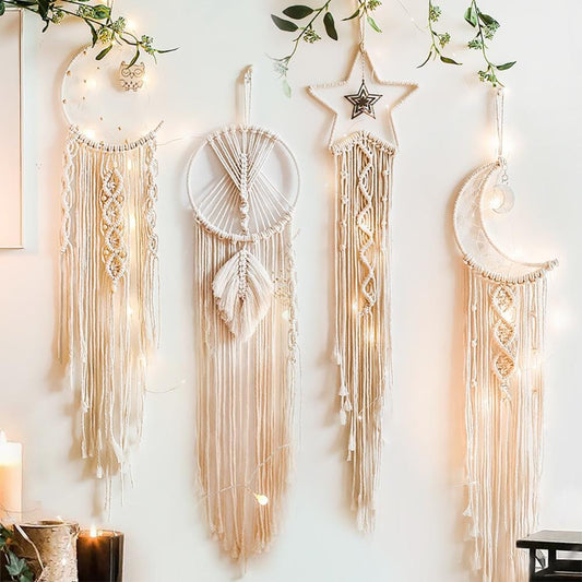 Wall lamps Bohemian Macrame Dream Catcher With Lights sold by Fleurlovin, Free Shipping Worldwide