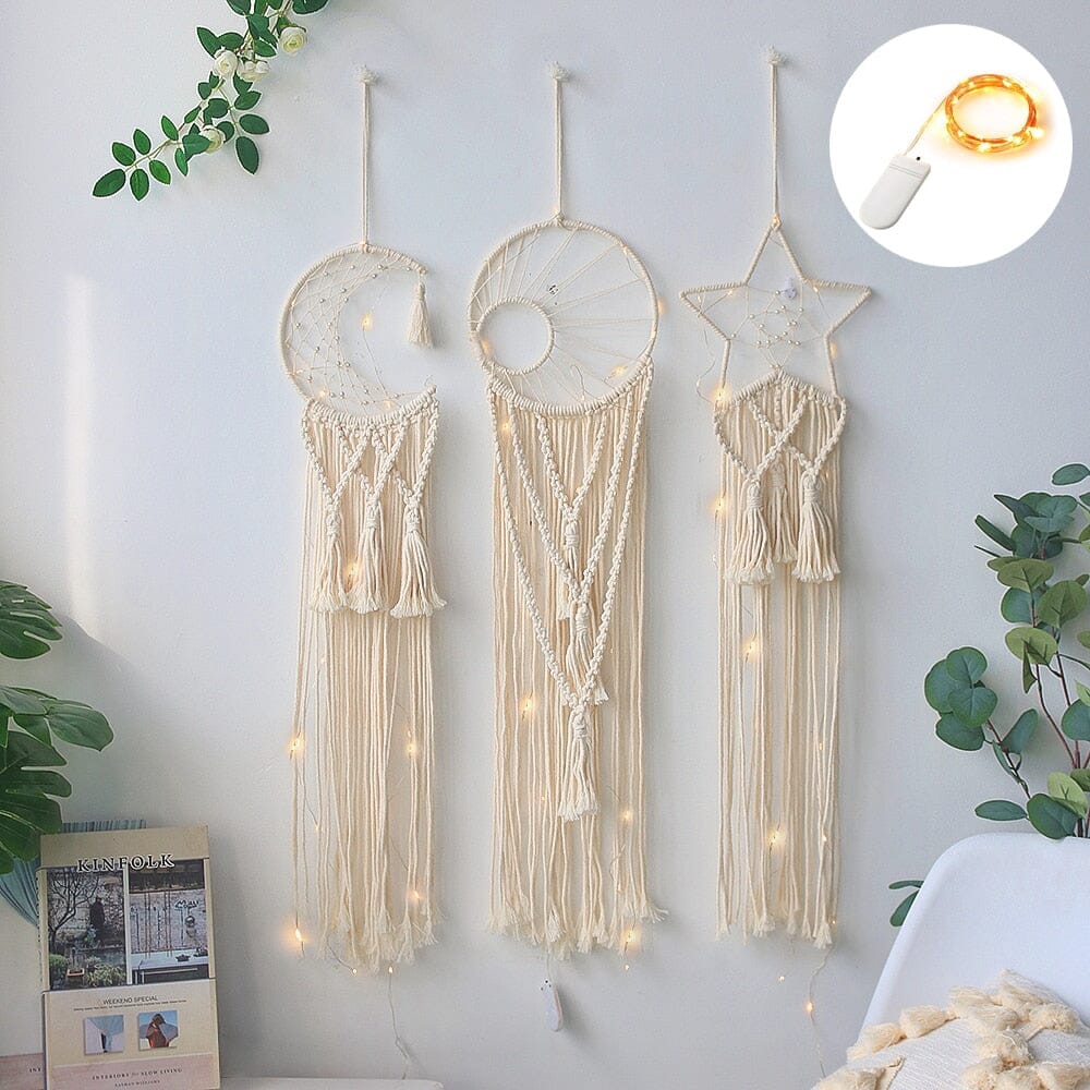 Wall lamps Bohemian Macrame Dream Catcher With Lights sold by Fleurlovin, Free Shipping Worldwide