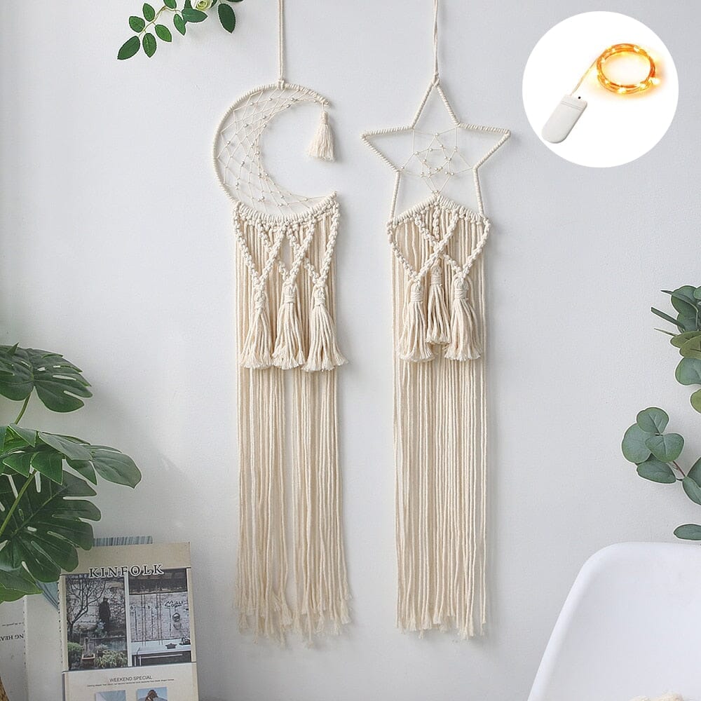 Wall lamps Bohemian Macrame Dream Catcher With Lights sold by Fleurlovin, Free Shipping Worldwide