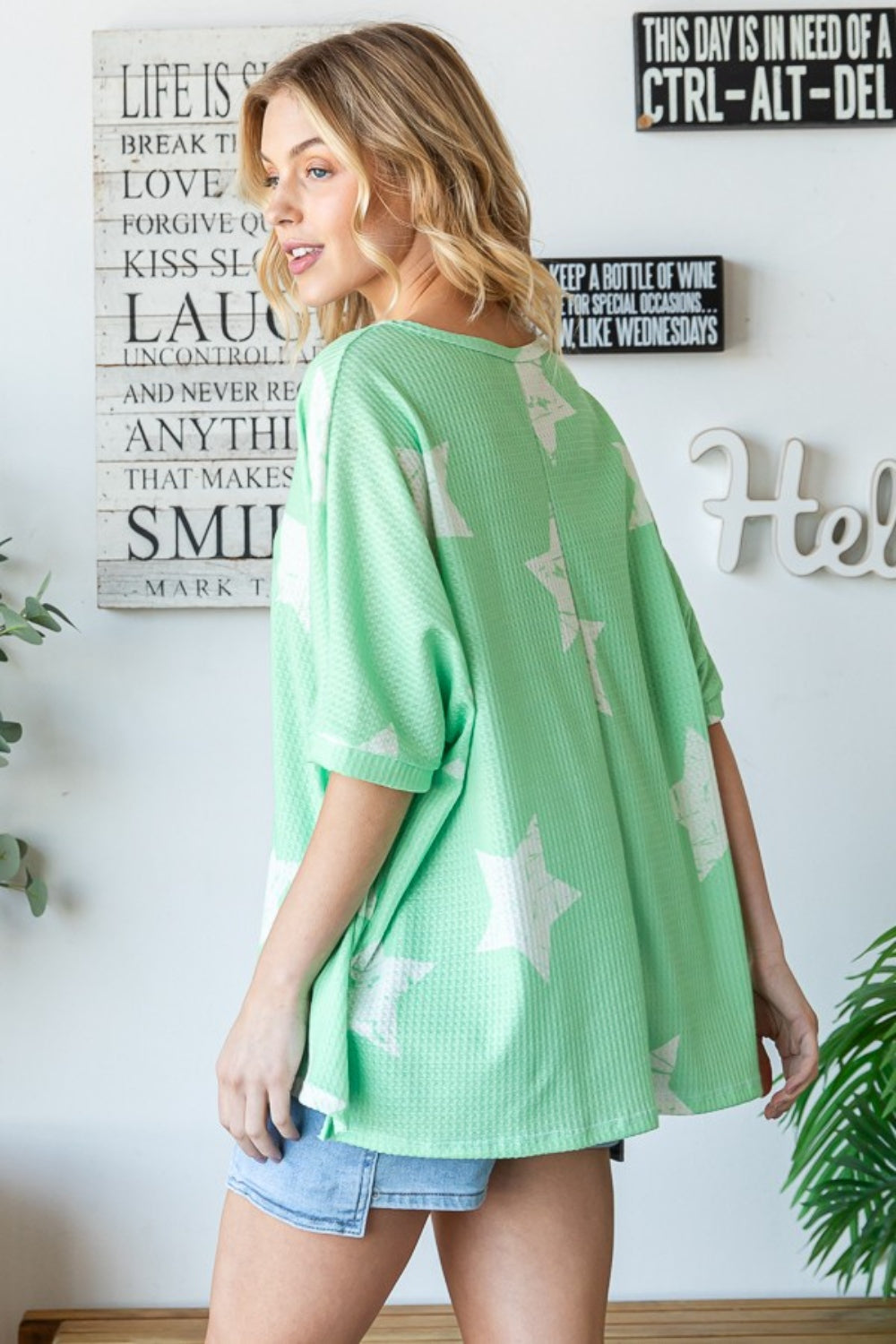 Camiseta tipo gofre extragrande con estampado de estrellas HOPELY