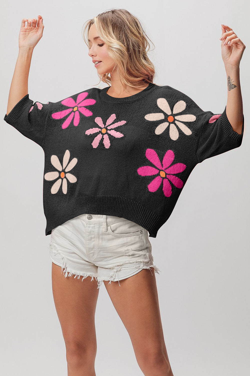 Jersey corto con estampado floral BiBi