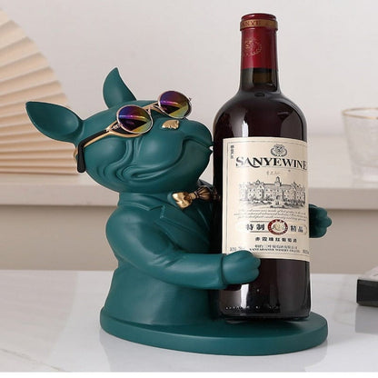 Porta vino con forma de bulldog francés