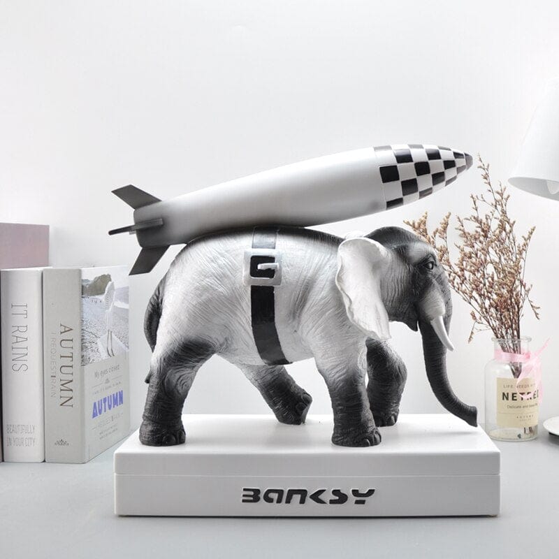 Sculpture of Banksy's Elephant with Rocket