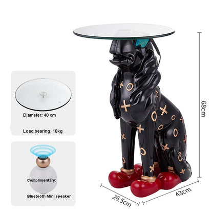 Hyped-Up Dog Butler Statue with Tray