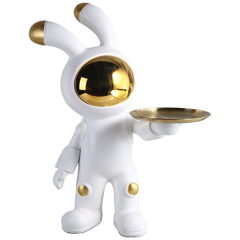 Statue of a White Rabbit in Space