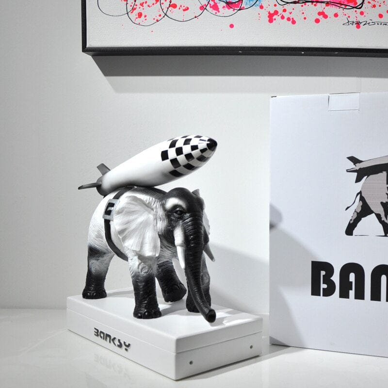 Sculpture of Banksy's Elephant with Rocket