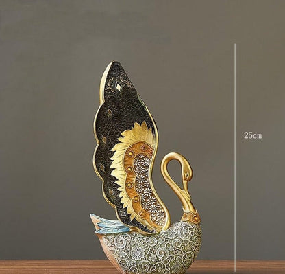 Statue of a Golden Blue Swan