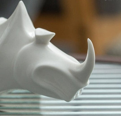 Figurine of a Rhino Made of Porcelain