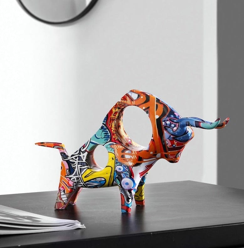 Statue of a Bull with Graffiti Design - Premium  from Fleurlovin - Just $129.95! Shop now at Fleurlovin