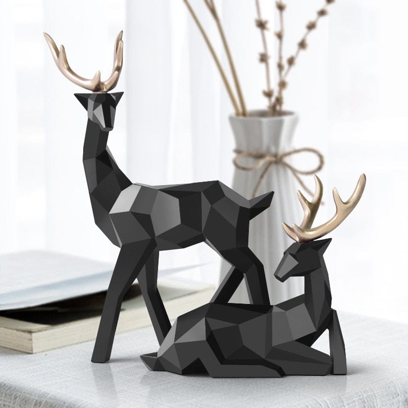 Statue of a Geometric Deer Family