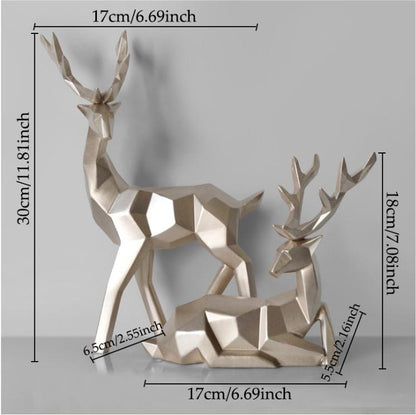 Statue of a Geometric Deer Family