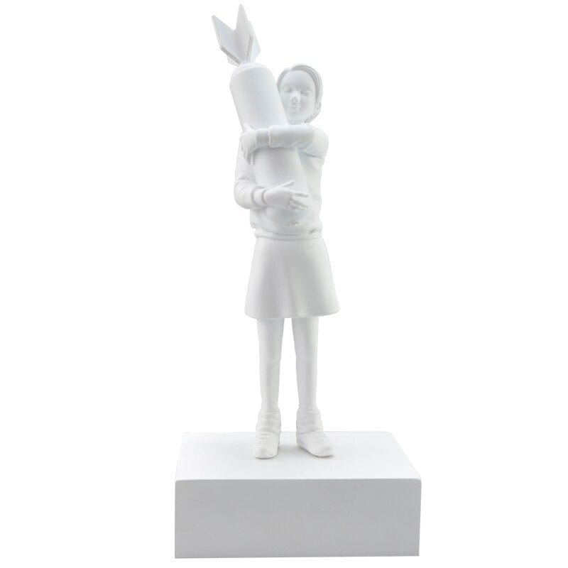 Sculpture of Banksy's Girl with Hugging Bomb