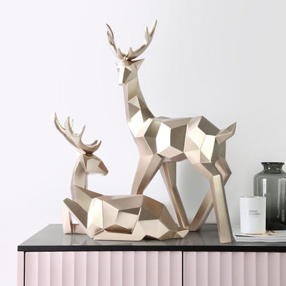 Statue of a Geometric Deer Family