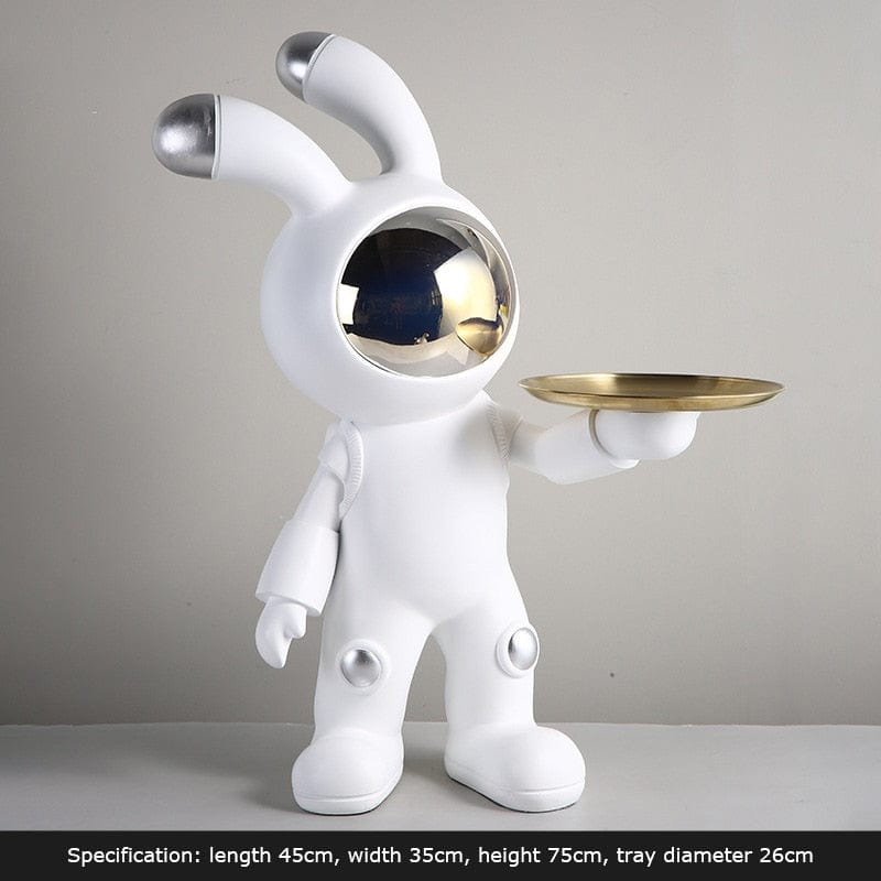 Statue of a White Rabbit in Space